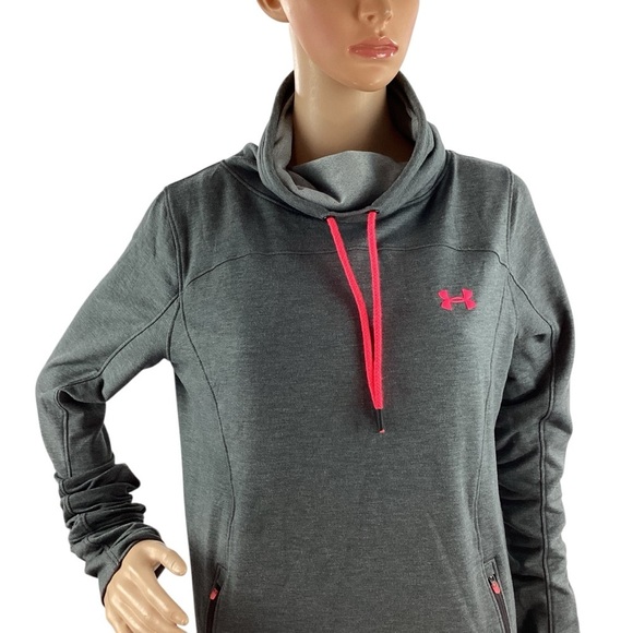 Under Armour Gray Funnel Neck Pullover Sweatshirt Medium - Picture 2 of 7